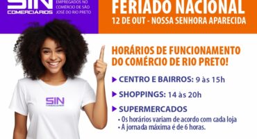 ⚠️⏳ ATENÇÃO, COMERCIÁRIOS! Horários do comércio no feriado.